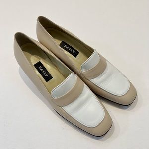 New Bally TALENS - U color-block Dual Tone Leather Loafers Heels Pumps